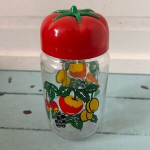 VINTAGE SOLMAZ MERCAN RETRO GLASS JAR STRAWBERRY SCREW TOP FRUIT DESIGN